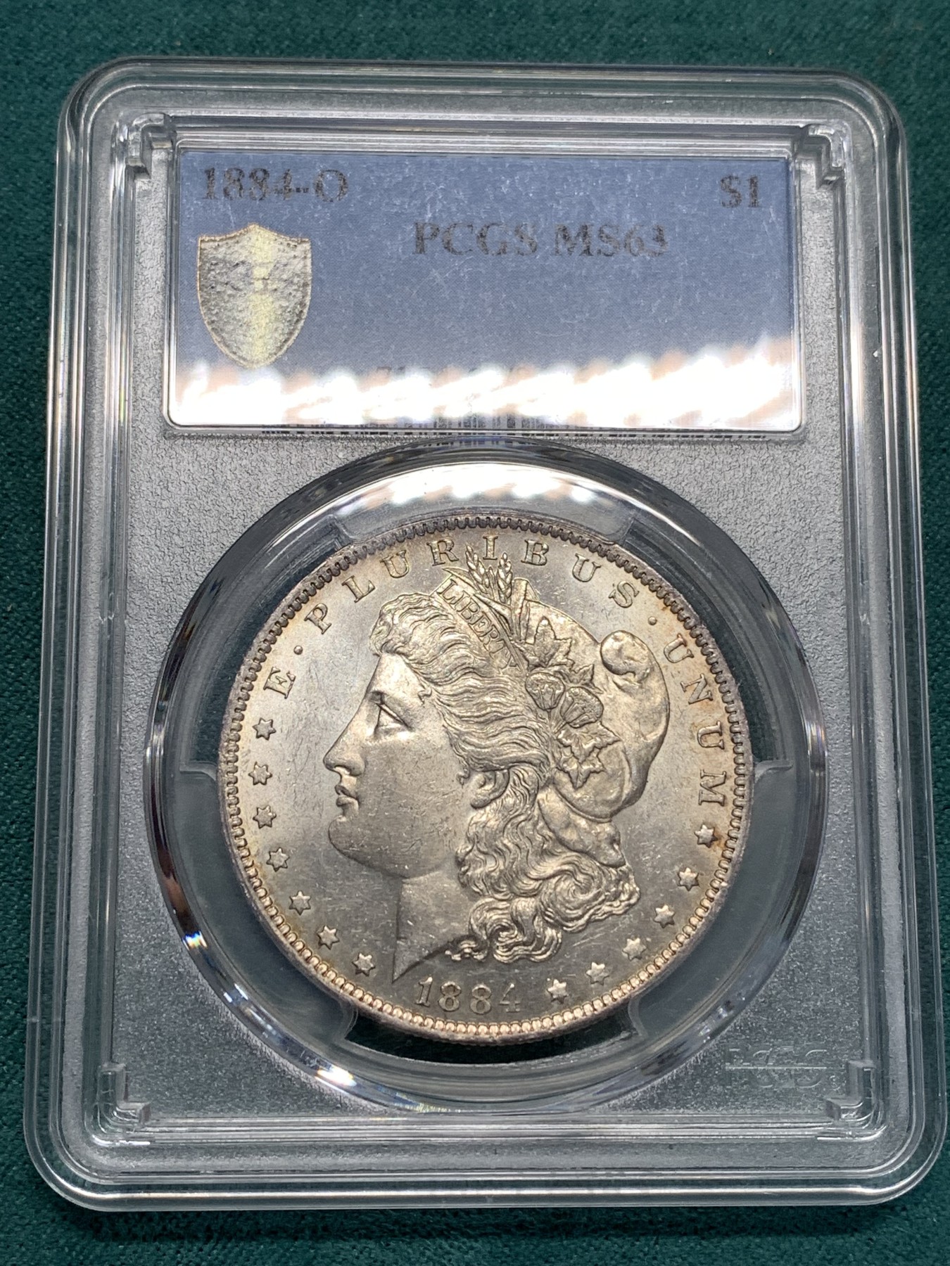 《竞宝斋》第190场-周日，周一 2场 (全场包邮) PCGS-MS63 1884-o 美国 摩根壹圆银币 类镜面光 包浆也漂亮
