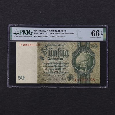 【亘邦集藏】第168期拍卖 - 1933年 德国50马克 PMG 66EPQ 00898928