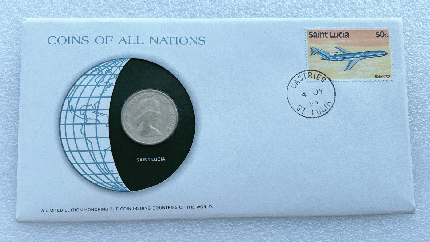 全场一元起拍 富兰克林世界钱币系列-邮币封 第16期 东加勒比1981年1元 邮票纪念封