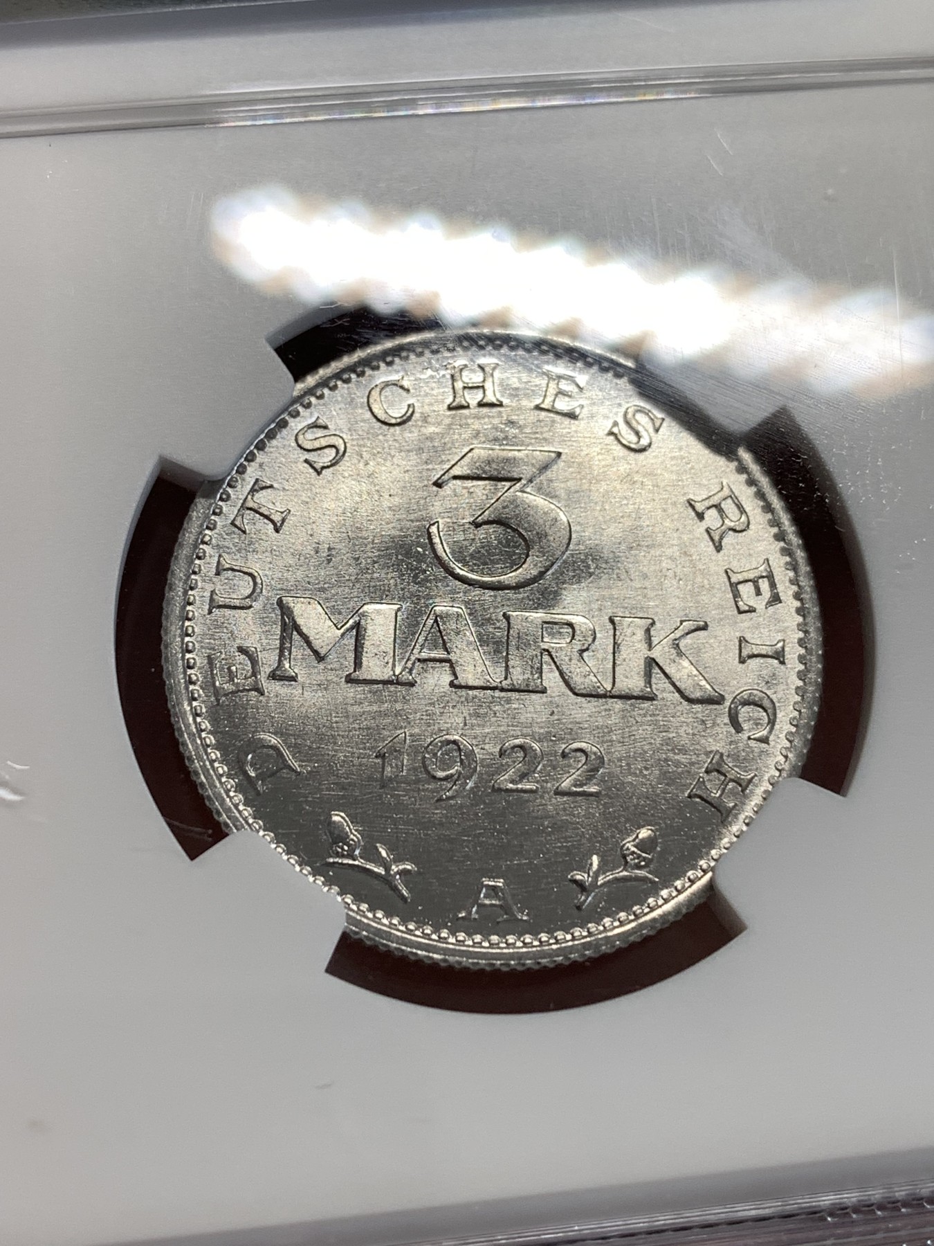 《竞宝斋》第190场-周日，周一 2场 (全场包邮) NGC-MS66   德国 1922 A厂3马克铝币