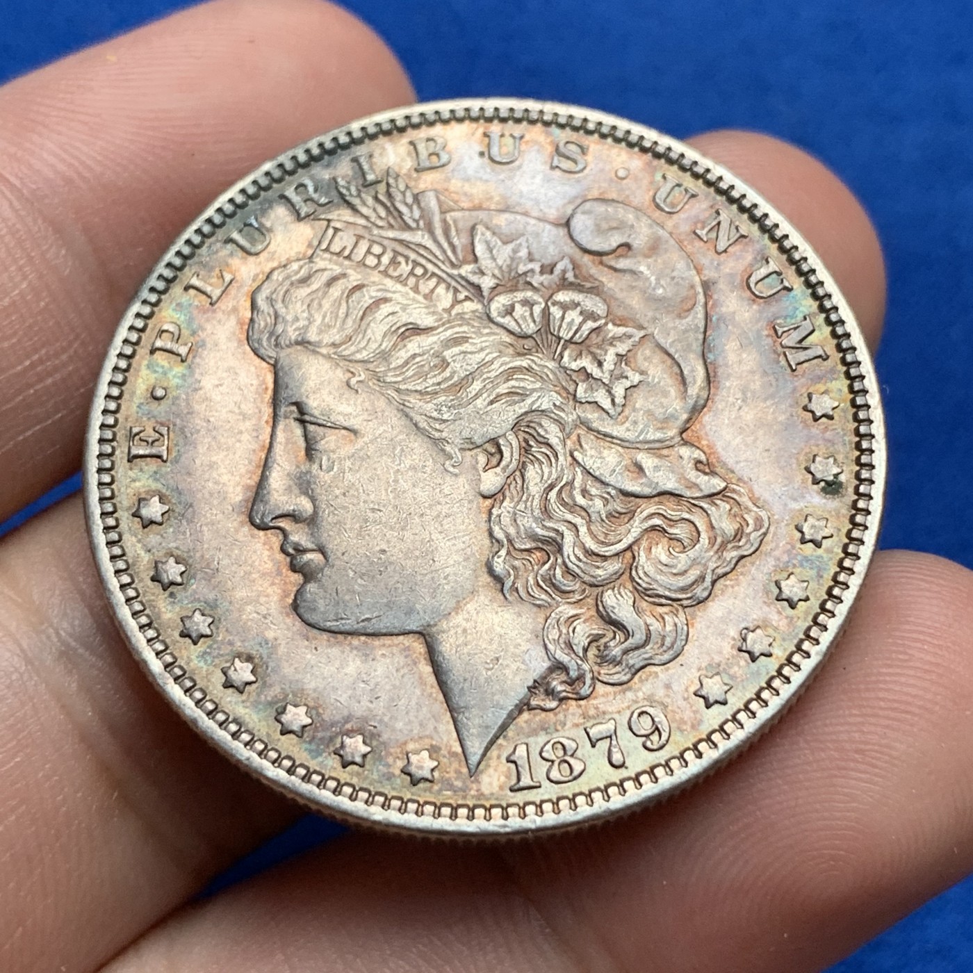 《竞宝斋》第190场-周日，周一 2场 (全场包邮) 美国1879年摩根银元 1美元银币 早期年份 深彩包浆 细节非常好