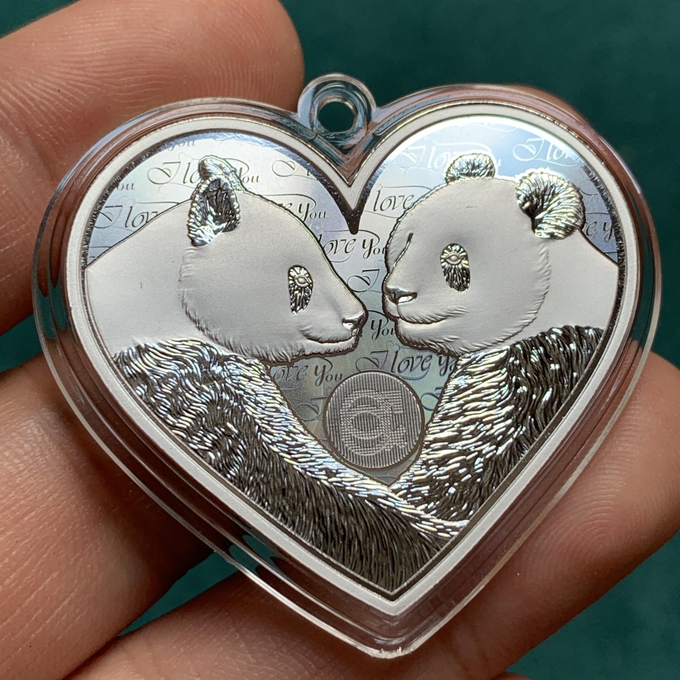 《竞宝斋》第190场-周日，周一 2场 (全场包邮) 中国 2019 天使丘比特 爱情熊猫 心型银章 999银25克 带编号 N可评级