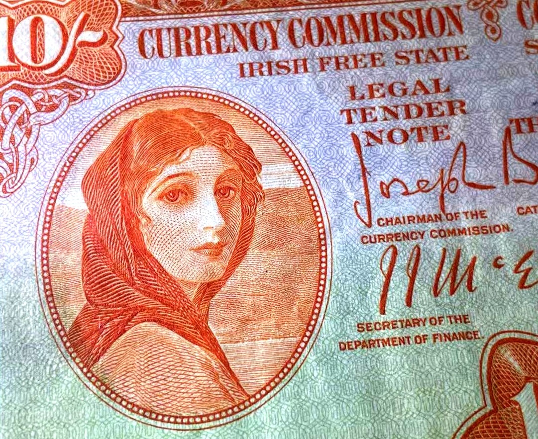 【Blue Auction】✨世界纸币精拍第360期【精】——Irish Free State 【P1Ab 唯一冠军分 拉弗雷夫人初版 珍品 自由与独立的象征】爱尔兰自由邦 1932年10先令 PCGS40EPQ 绿标 原票罕见  Currency Commission Irish Free State发行特定历史产物 非后期七八十年代爱尔兰共和国发行版本 