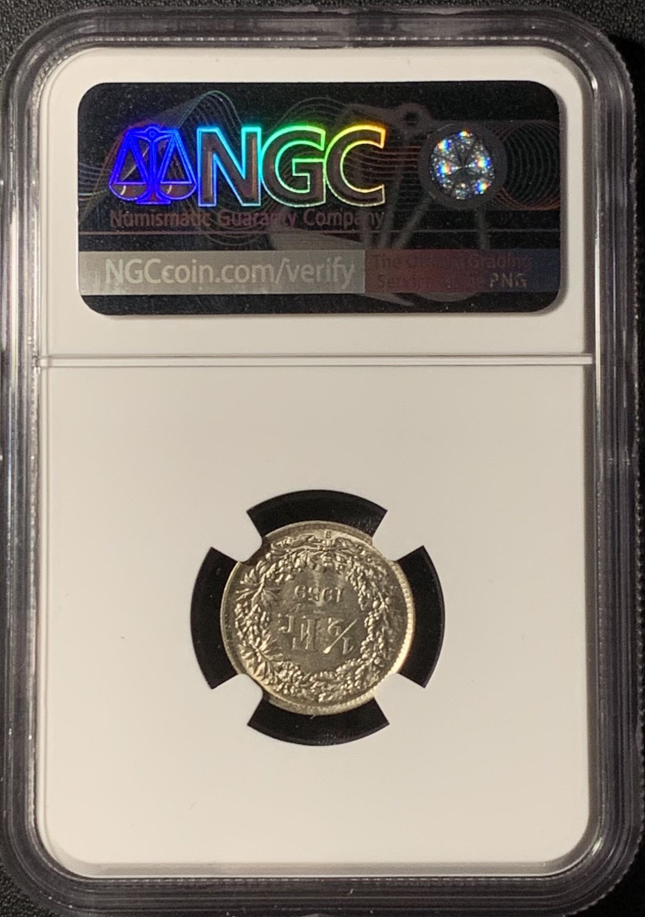 紫瑗钱币——第296期拍卖 瑞士 1959年 赫尔维蒂亚 1/2法郎 银币 NGC UNC Detail 