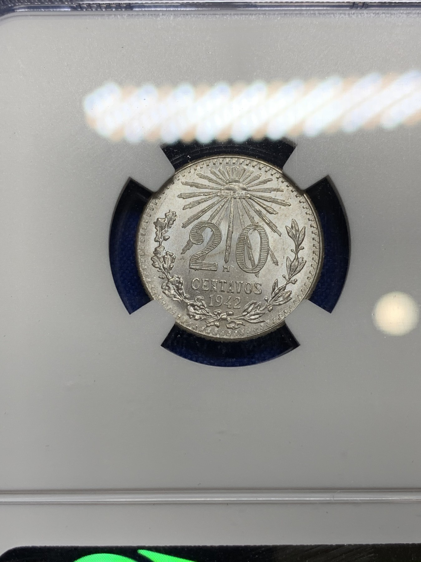 《竞宝斋》第190场-周日，周一 2场 (全场包邮) NGC MS65 墨西哥1942M鹰洋20分银币