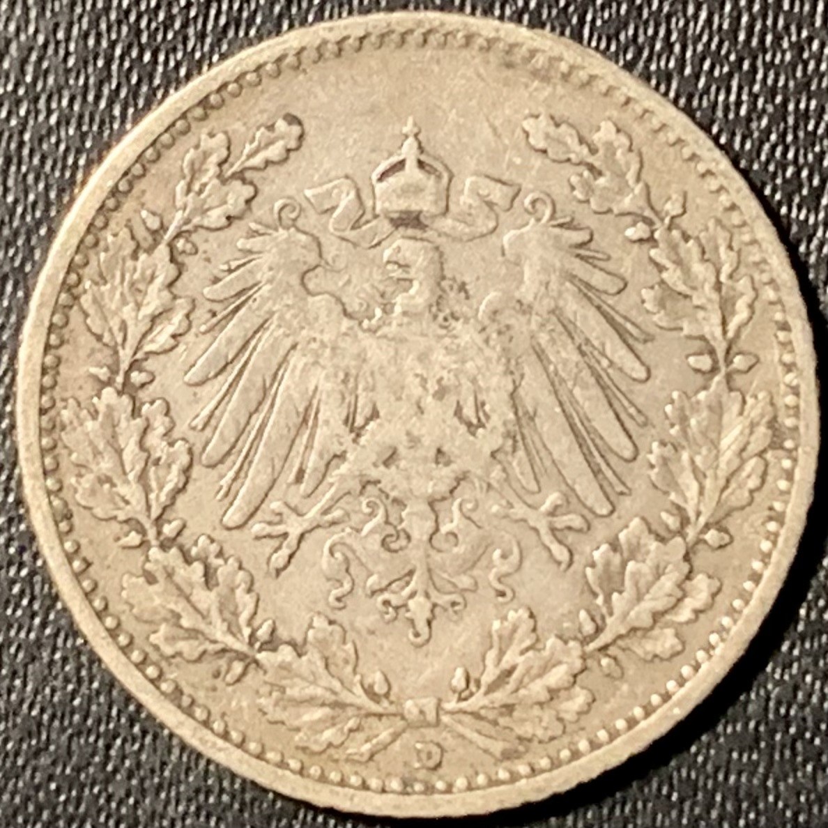 紫瑗钱币——第317期拍卖 德国 1906年 D版 第二帝国 1/2马克 2.77克 0.9银