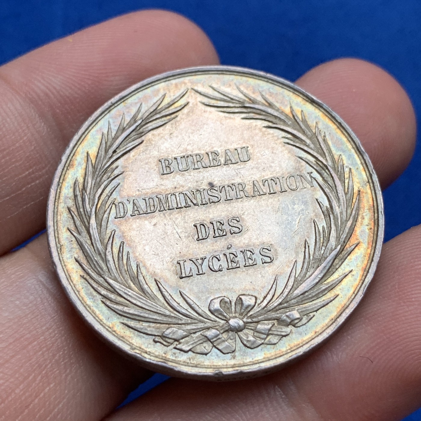 《竞宝斋》第190场-周日，周一 2场 (全场包邮) 法国公共教育部银质代币，20.1g，35.2mm，蜜蜂边铭