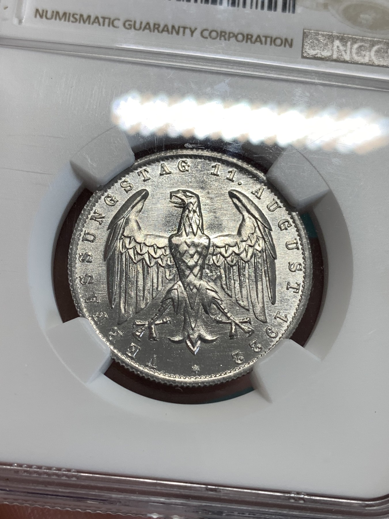 《竞宝斋》第190场-周日，周一 2场 (全场包邮) NGC-MS66   德国 1922 A厂3马克铝币