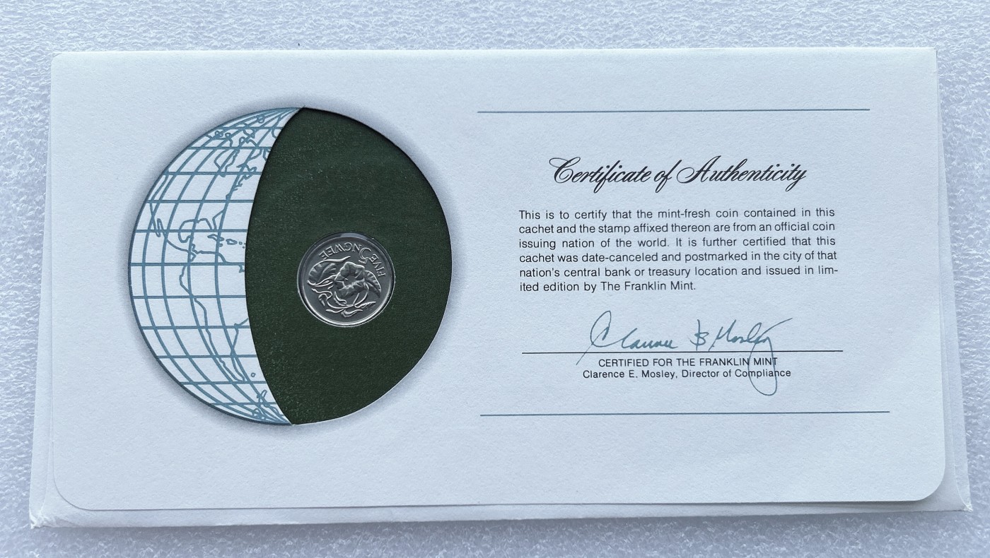 全场一元起拍 富兰克林世界钱币系列-邮币封 第16期 赞比亚1972年5恩韦 邮票纪念封