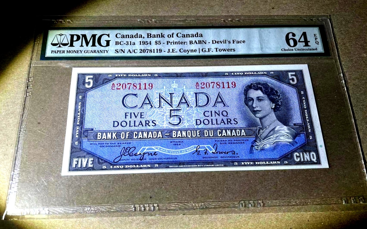 【Blue Auction】✨世界纸币精拍第360期【精】——Irish Free State 【魔鬼脸 A/C首发冠】加拿大1954年5元 水獭瀑布 PMG64EPQ 全新原票 状态很好 年轻女王 精美