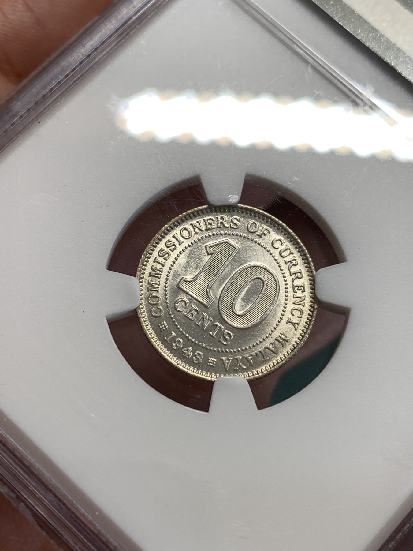 《竞宝斋》第190场-周日，周一 2场 (全场包邮) NGC-MS63   马来西亚1943年10分银币