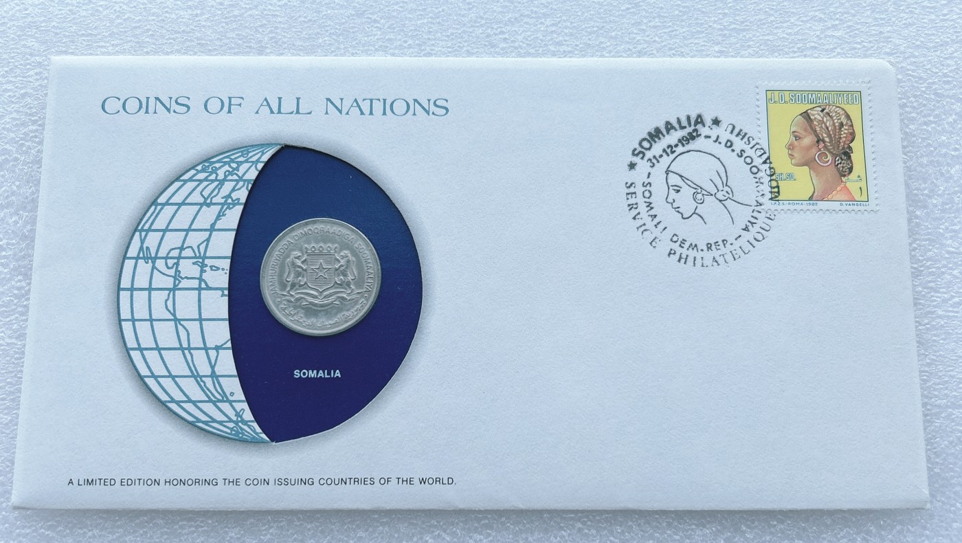 全场一元起拍 富兰克林世界钱币系列-邮币封 第16期 索马里1976年1先令 邮币封