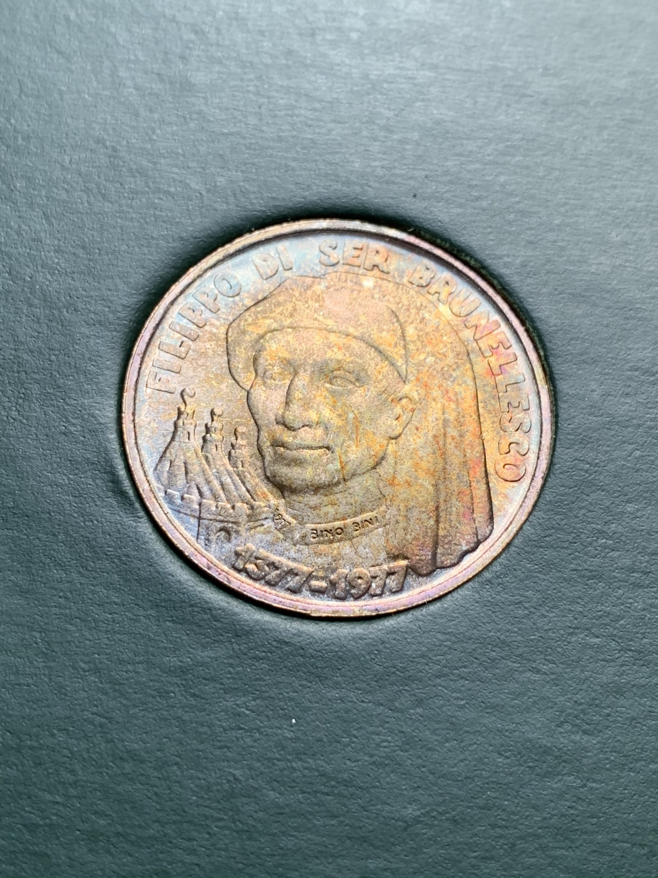 《竞宝斋》第190场-周日，周一 2场 (全场包邮) 卡装 圣马力诺1977年1000里拉 银币 包浆五彩