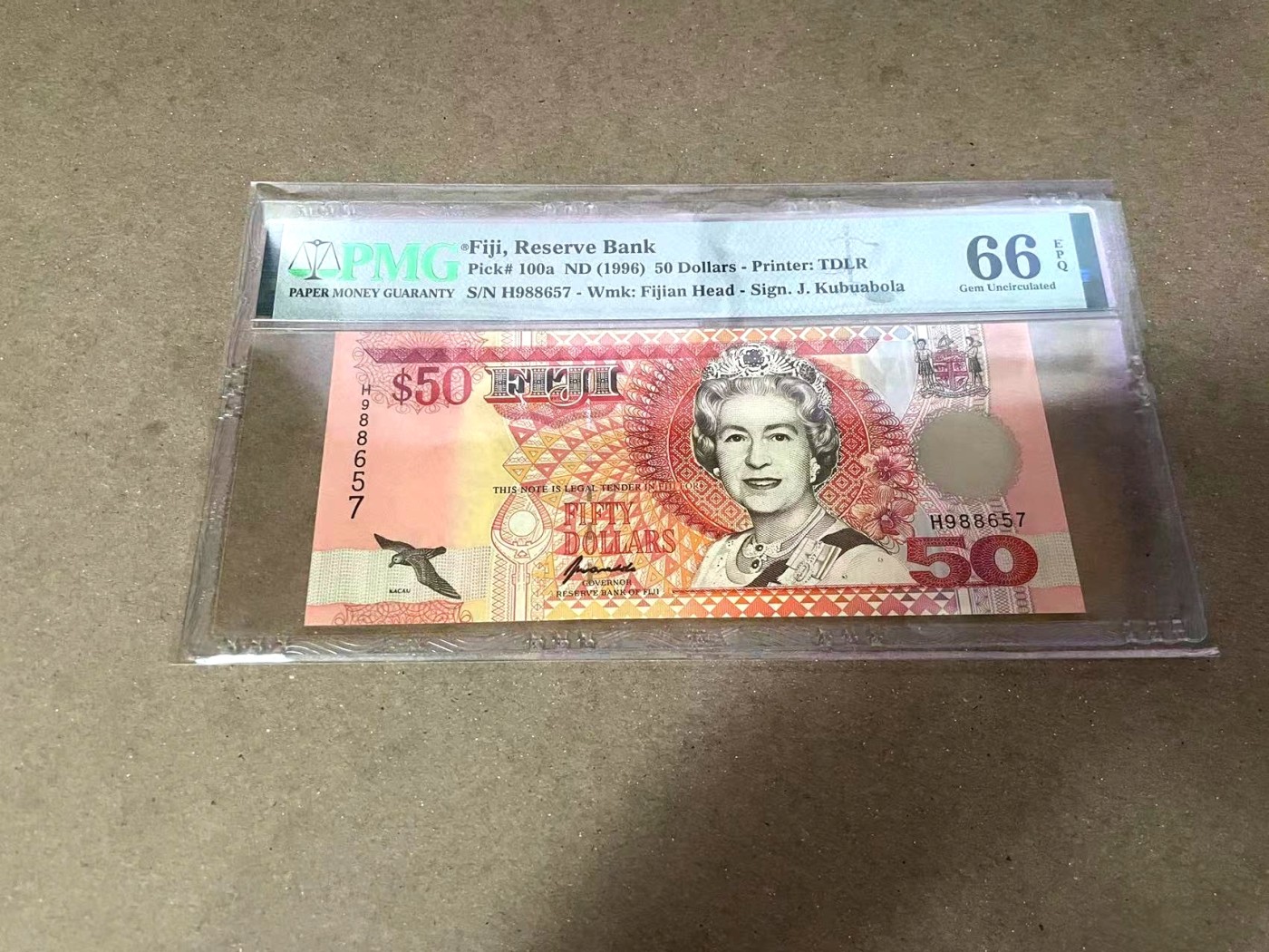 【Blue Auction】✨世界纸币精拍第360期【精】——Irish Free State  斐济 1996年50元 女王 PMG66EPQ
