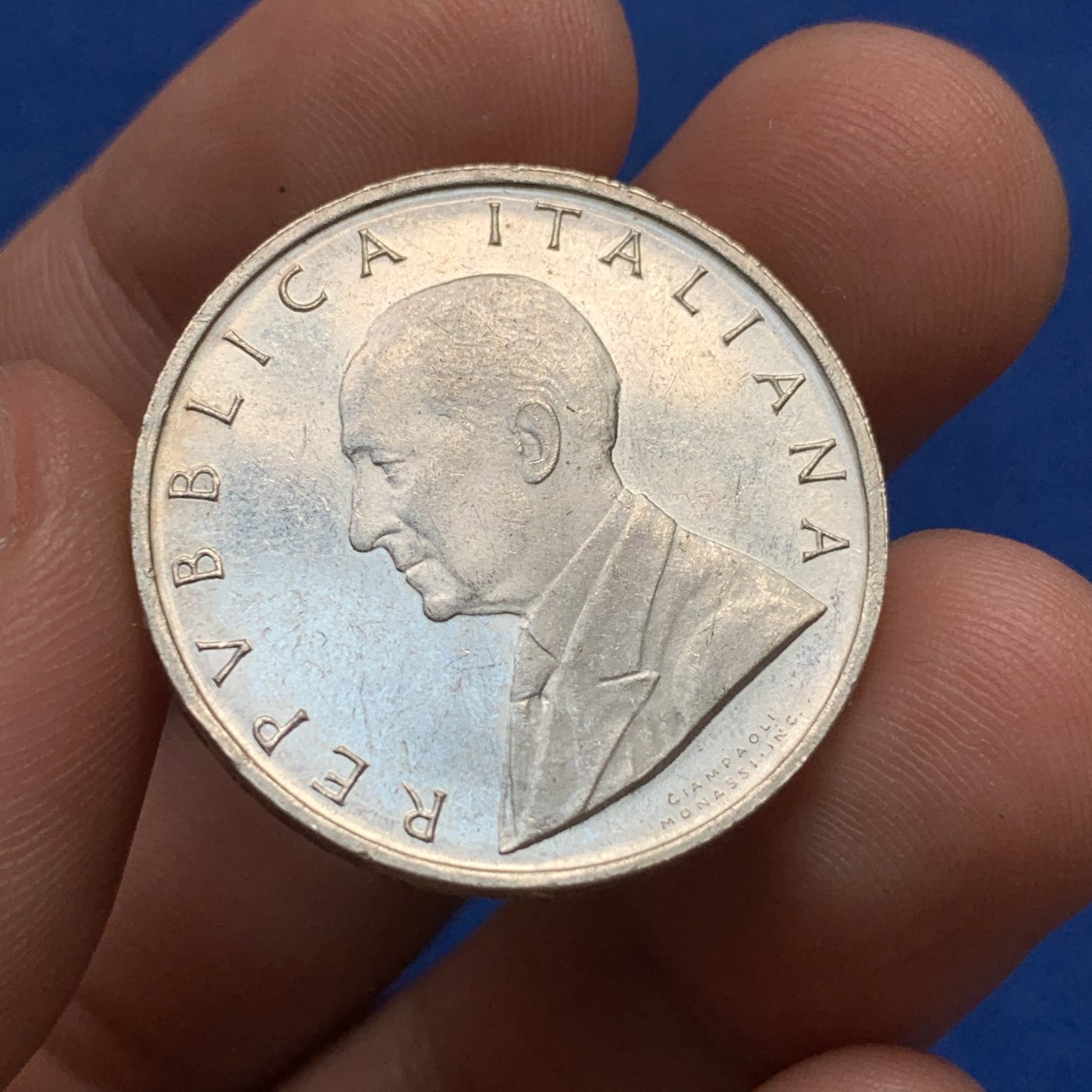 《竞宝斋》第190场-周日，周一 2场 (全场包邮) 意大利1974年马可尼诞辰百年500里拉银币