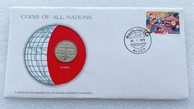 全场一元起拍 富兰克林世界钱币系列-邮币封 第16期 - 阿尔及利亚50分 邮币封