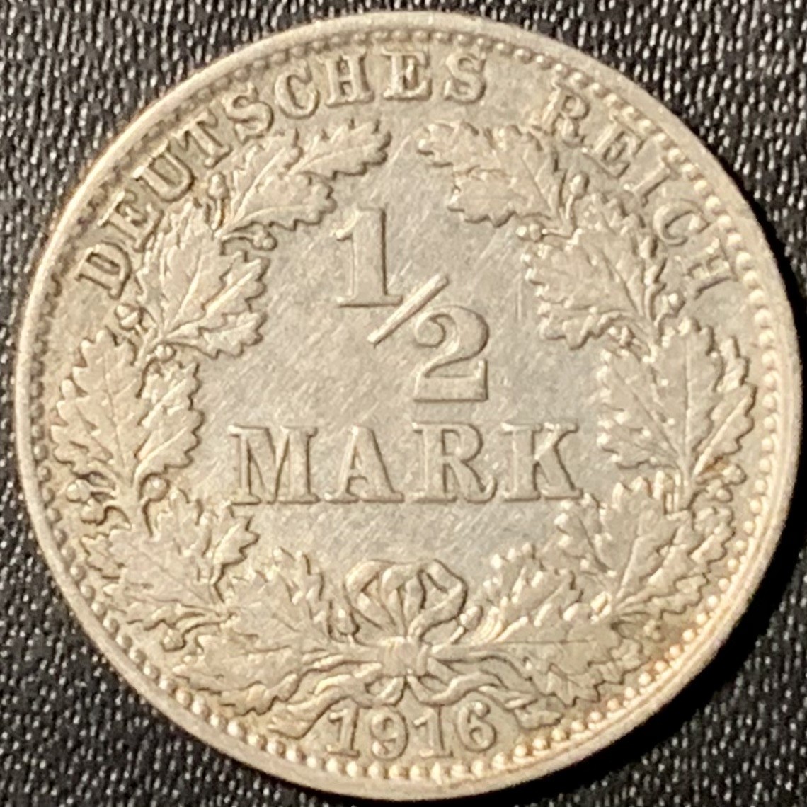 紫瑗钱币——第317期拍卖 德国 1916年 J版 第二帝国 1/2马克 2.77克 0.9银