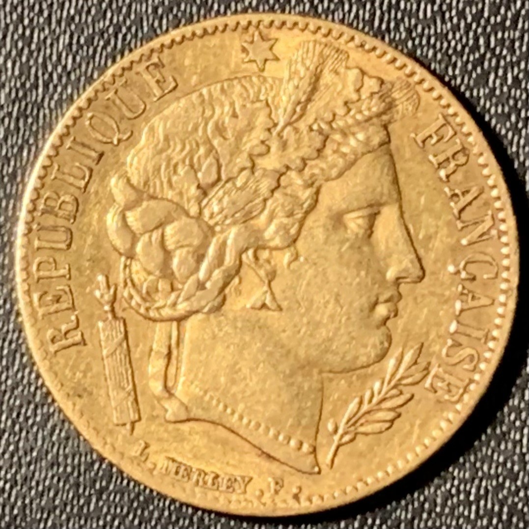 紫瑗钱币——第296期拍卖 法国 1850年 A版 谷物女神 20法郎 6.45克 0.9金