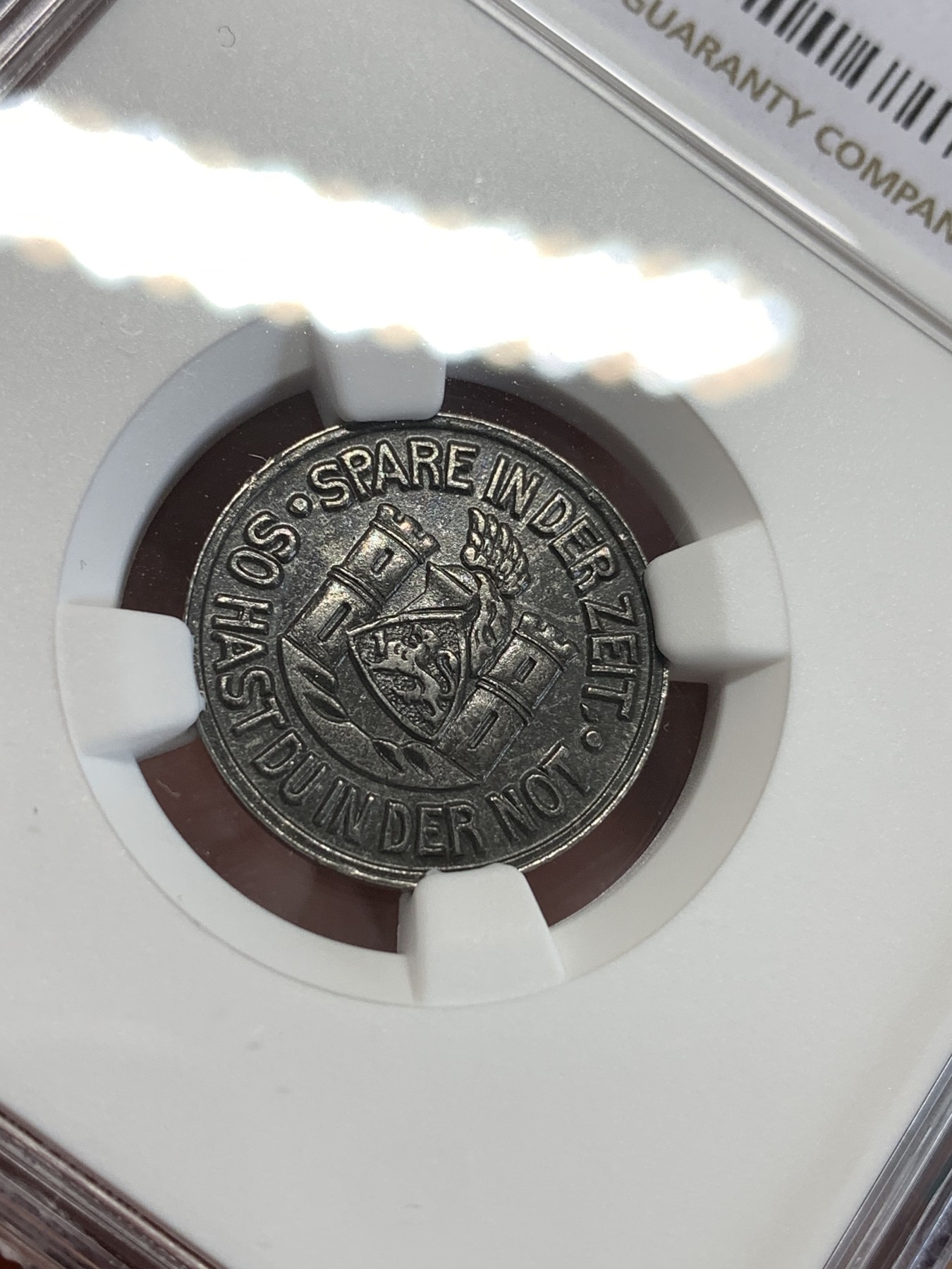 《竞宝斋》第190场-周日，周一 2场 (全场包邮) NGC-MS62 德国1920年德紧10芬尼铁币 自然包浆 保存难得