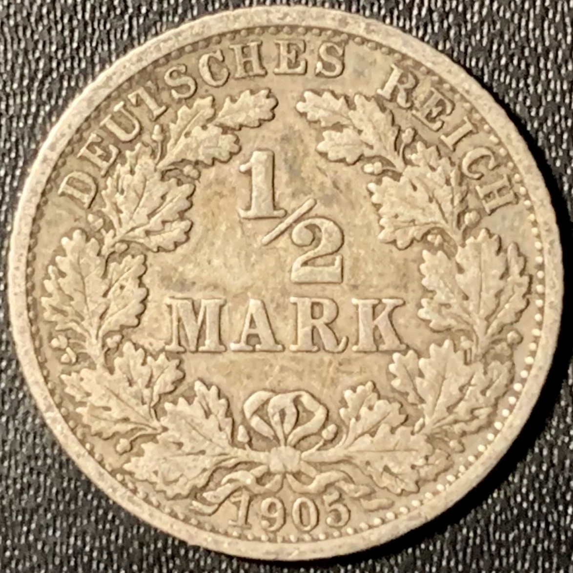 紫瑗钱币——第317期拍卖 德国 1905年 F版 第二帝国 1/2马克 2.77克 0.9银