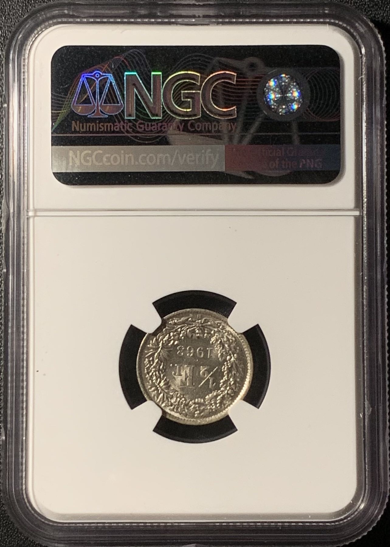 紫瑗钱币——第296期拍卖 瑞士 1963年 赫尔维蒂亚 1/2法郎 银币 NGC MS62