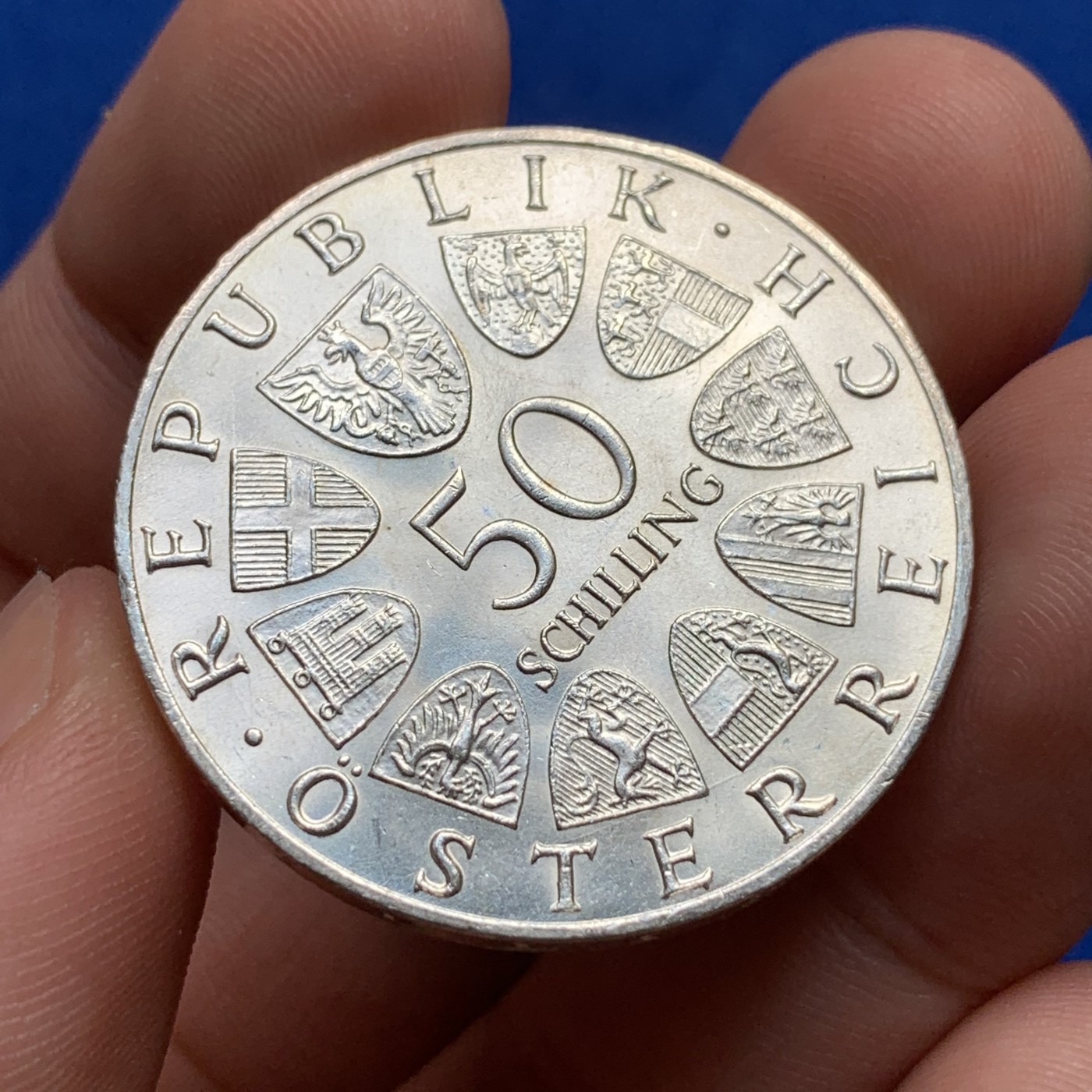 《竞宝斋》第190场-周日，周一 2场 (全场包邮) 奥地利  1967年50先令  约翰斯特劳斯银币  20克  0.9银 UNC