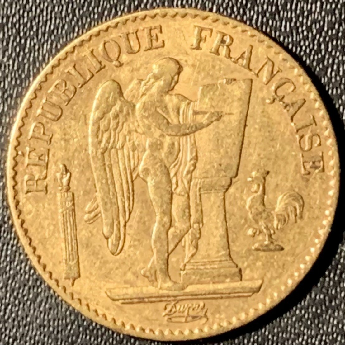 紫瑗钱币——第296期拍卖 法国 1877年 守护天使 20法郎 6.45克 0.9金