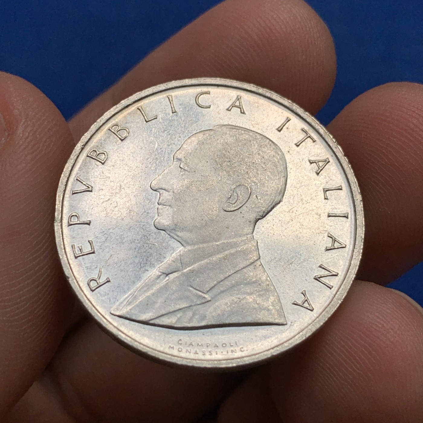 《竞宝斋》第190场-周日，周一 2场 (全场包邮) 意大利1974年马可尼诞辰百年500里拉银币