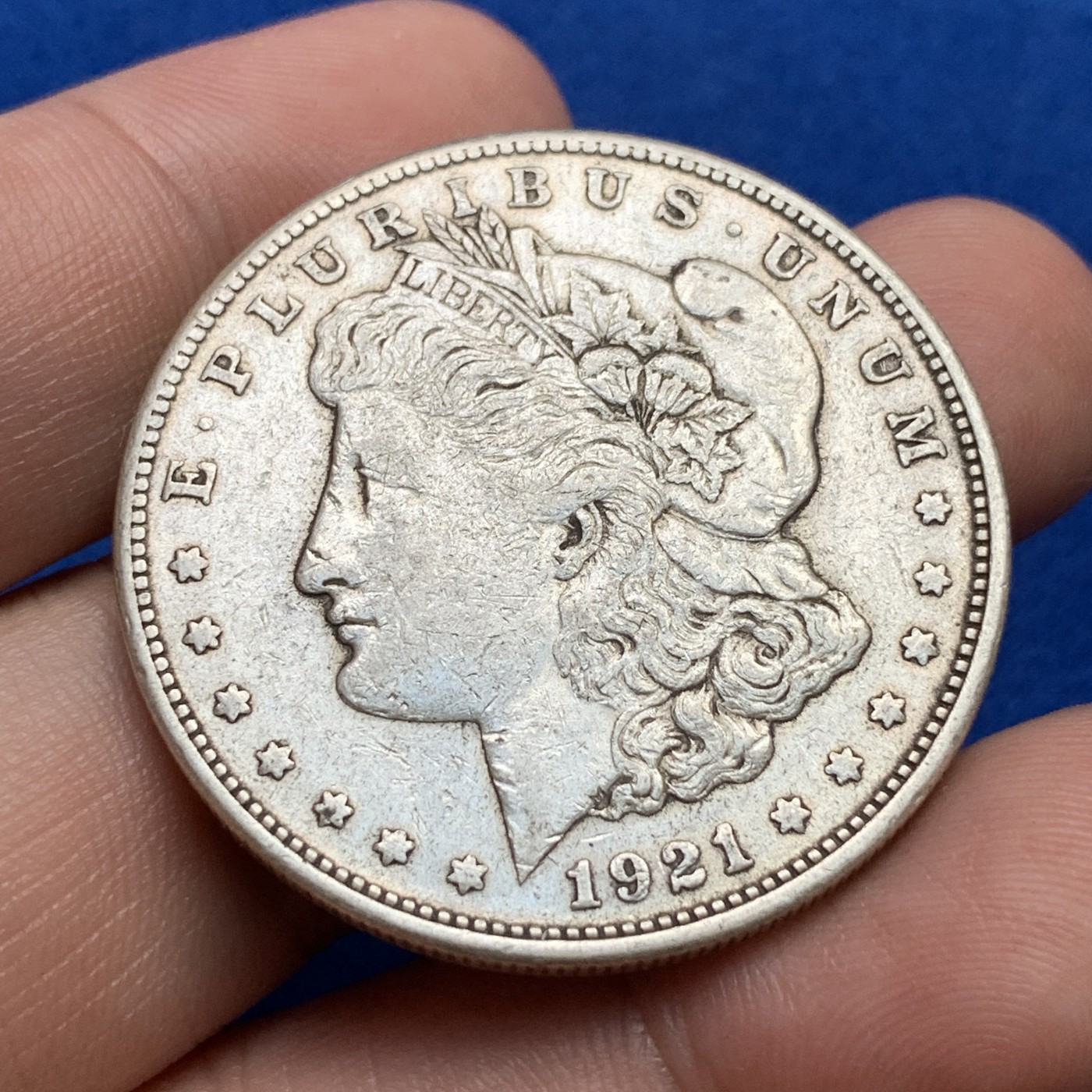 《竞宝斋》第190场-周日，周一 2场 (全场包邮) 美国1921年摩根银元 1美元银币 自然流通 可藏