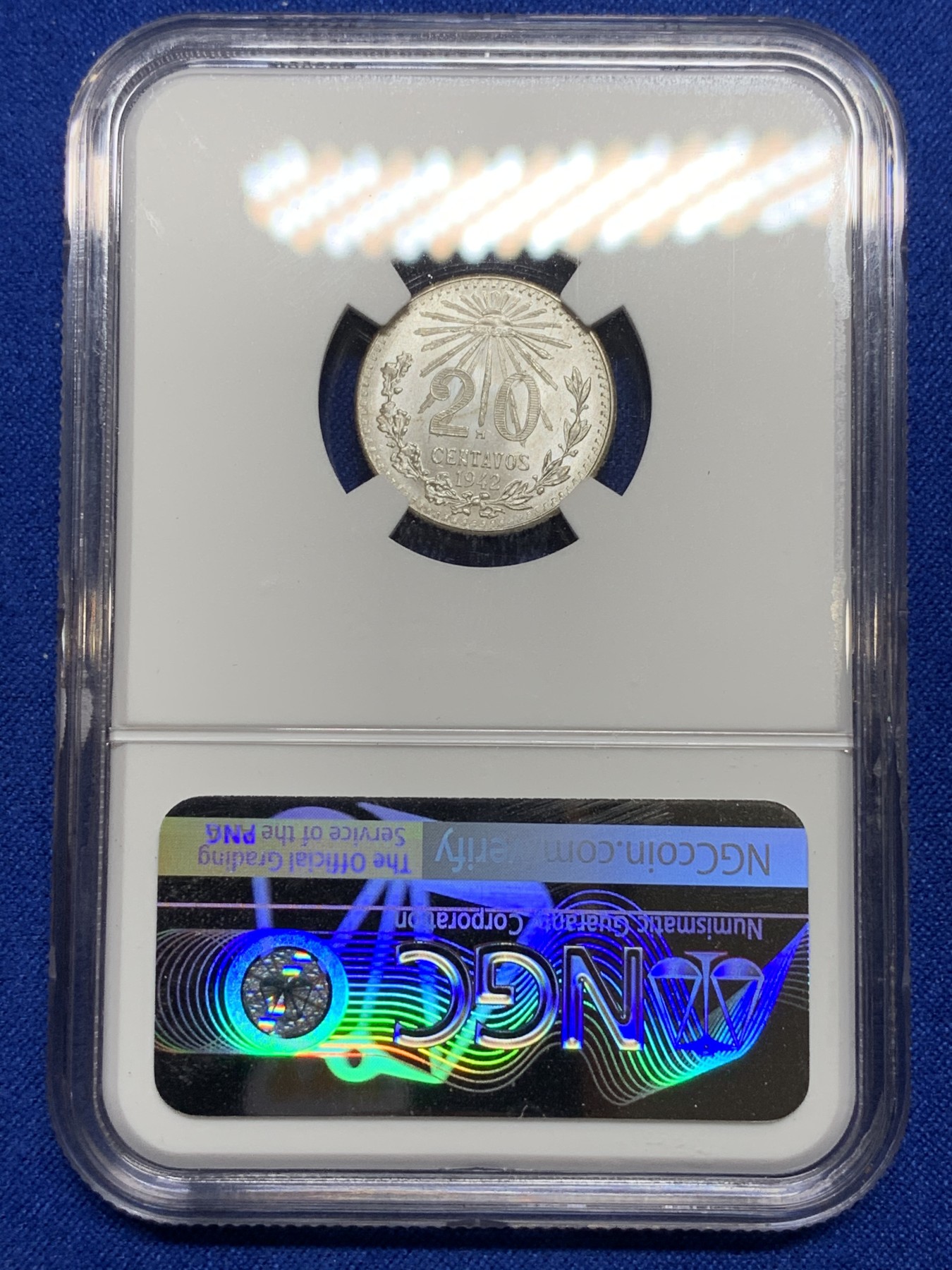 《竞宝斋》第190场-周日，周一 2场 (全场包邮) NGC MS65 墨西哥1942M鹰洋20分银币