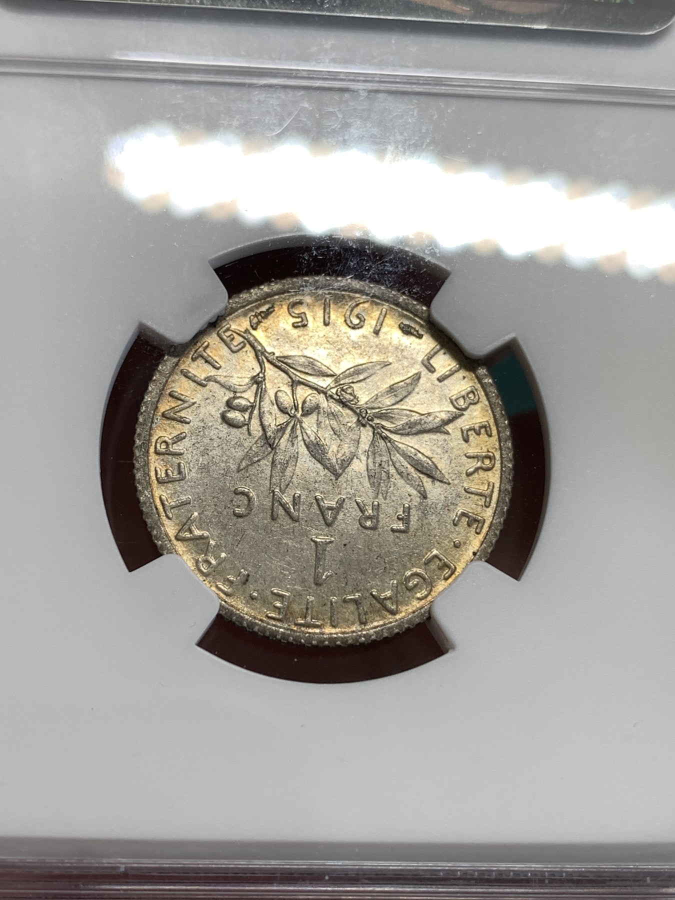 《竞宝斋》第190场-周日，周一 2场 (全场包邮) NGC-MS62 法国1915年播种女神1法郎银币 章牌大师罗蒂设计 经典的行走女神