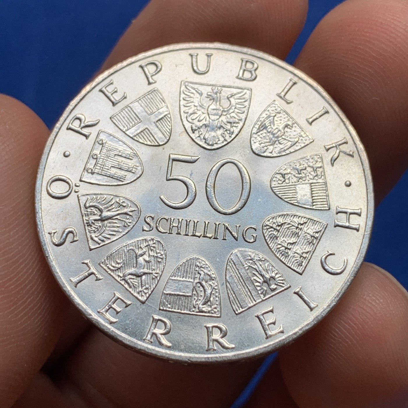 《竞宝斋》第190场-周日，周一 2场 (全场包邮) 奥地利  1967年50先令  约翰斯特劳斯银币  20克  0.9银 UNC