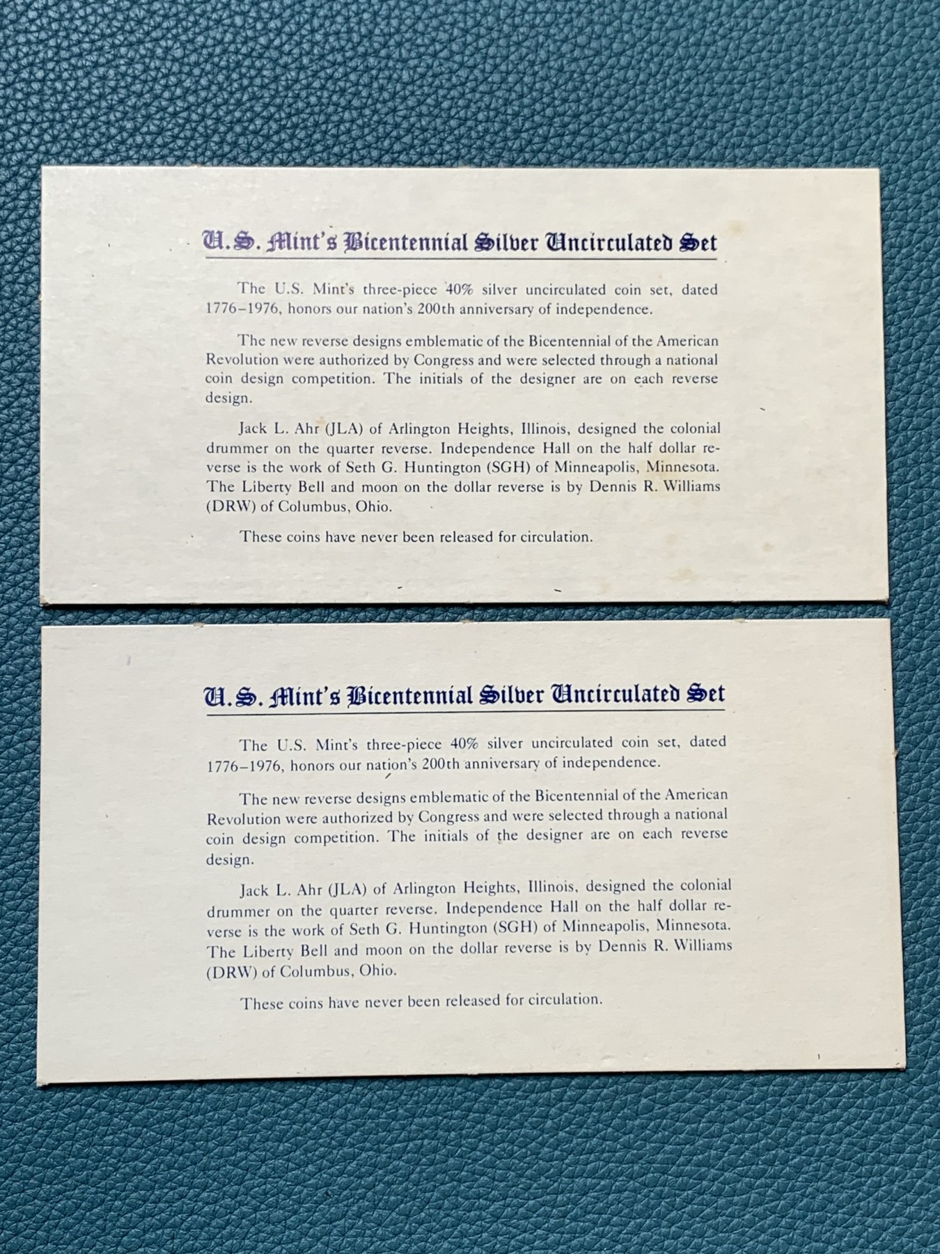 《竞宝斋》第190场-周日，周一 2场 (全场包邮) 美国1976年独立200周年纪念银币三枚套两本