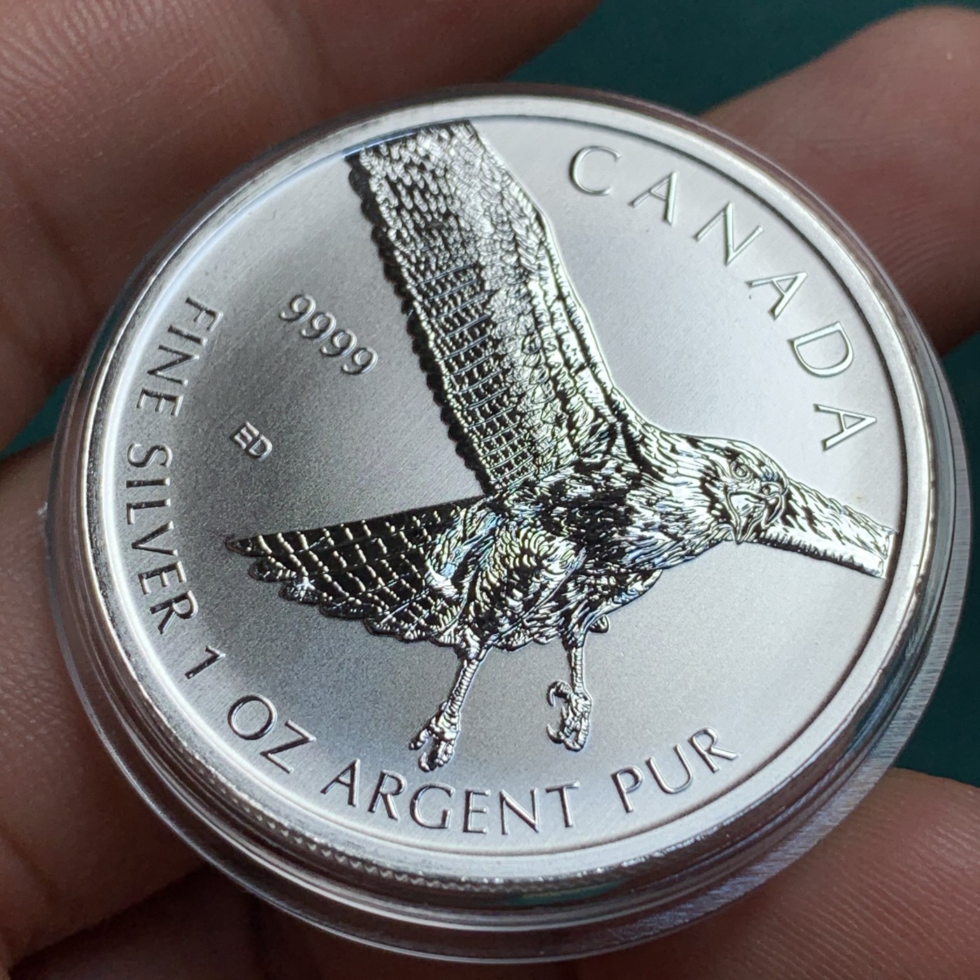 《竞宝斋》第190场-周日，周一 2场 (全场包邮) 加拿大 2015年 猛禽系列 1盎司银币 31.1克 9999银 少见品种