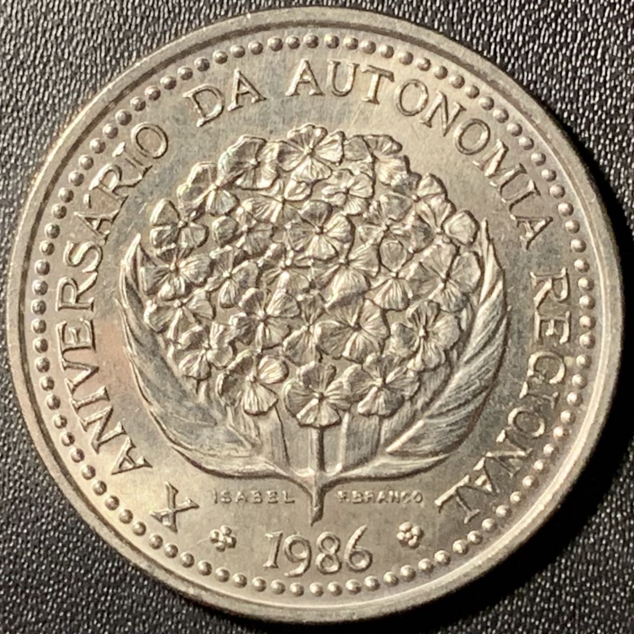 紫瑗钱币——第296期拍卖 亚速尔群岛 1986年 区域自治10周年 100埃斯库多 纪念镍币