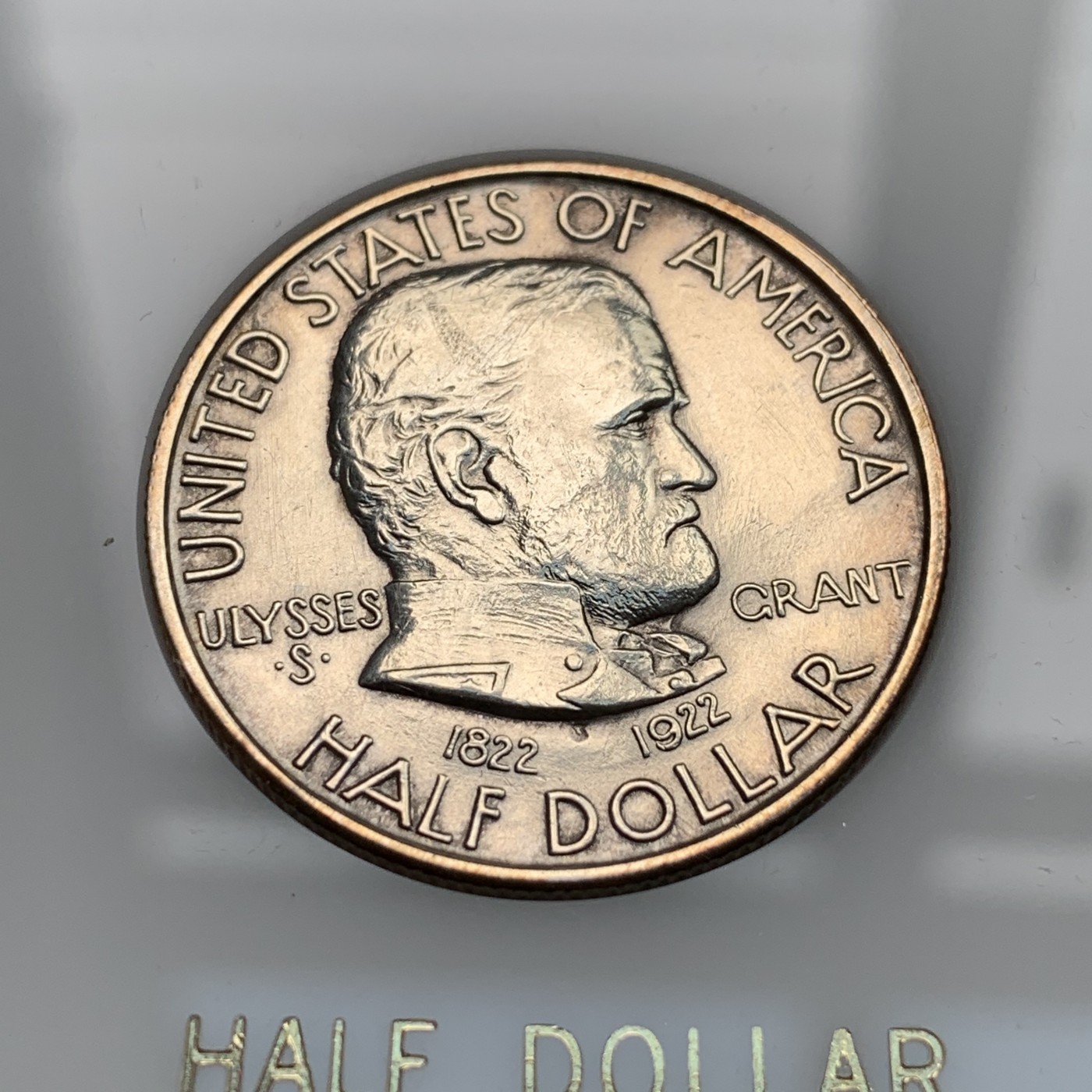 《竞宝斋》第190场-周日，周一 2场 (全场包邮) 美国1922年格兰特将军半美 纪念银币 热门的50美分品种 带亚克力盒