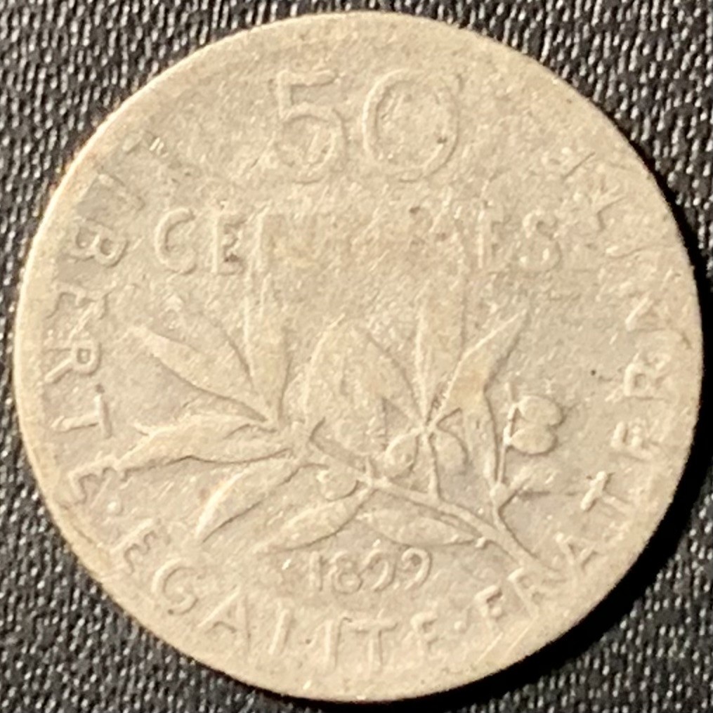 紫瑗钱币——第296期拍卖 法国 1899年 播种女神 50分 2.5克 0.835银