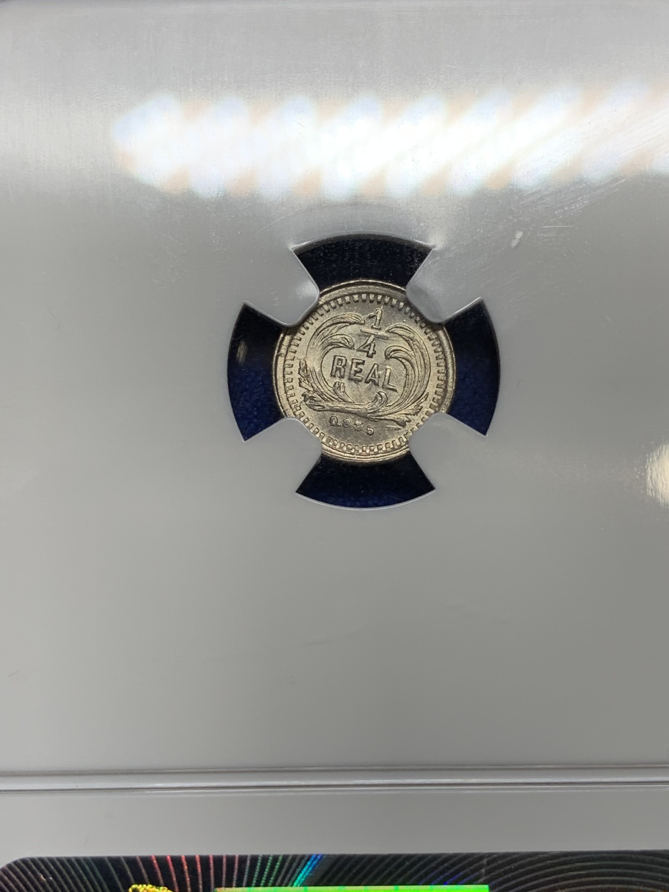 《竞宝斋》第190场-周日，周一 2场 (全场包邮) NGC MS64 危地马拉1884年小火山1/4瑞尔银币 少见早期版本