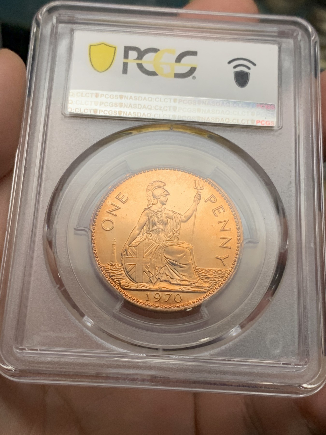 《竞宝斋》第190场-周日，周一 2场 (全场包邮) PCGS PR67RD 英国1970年精制1便士铜币