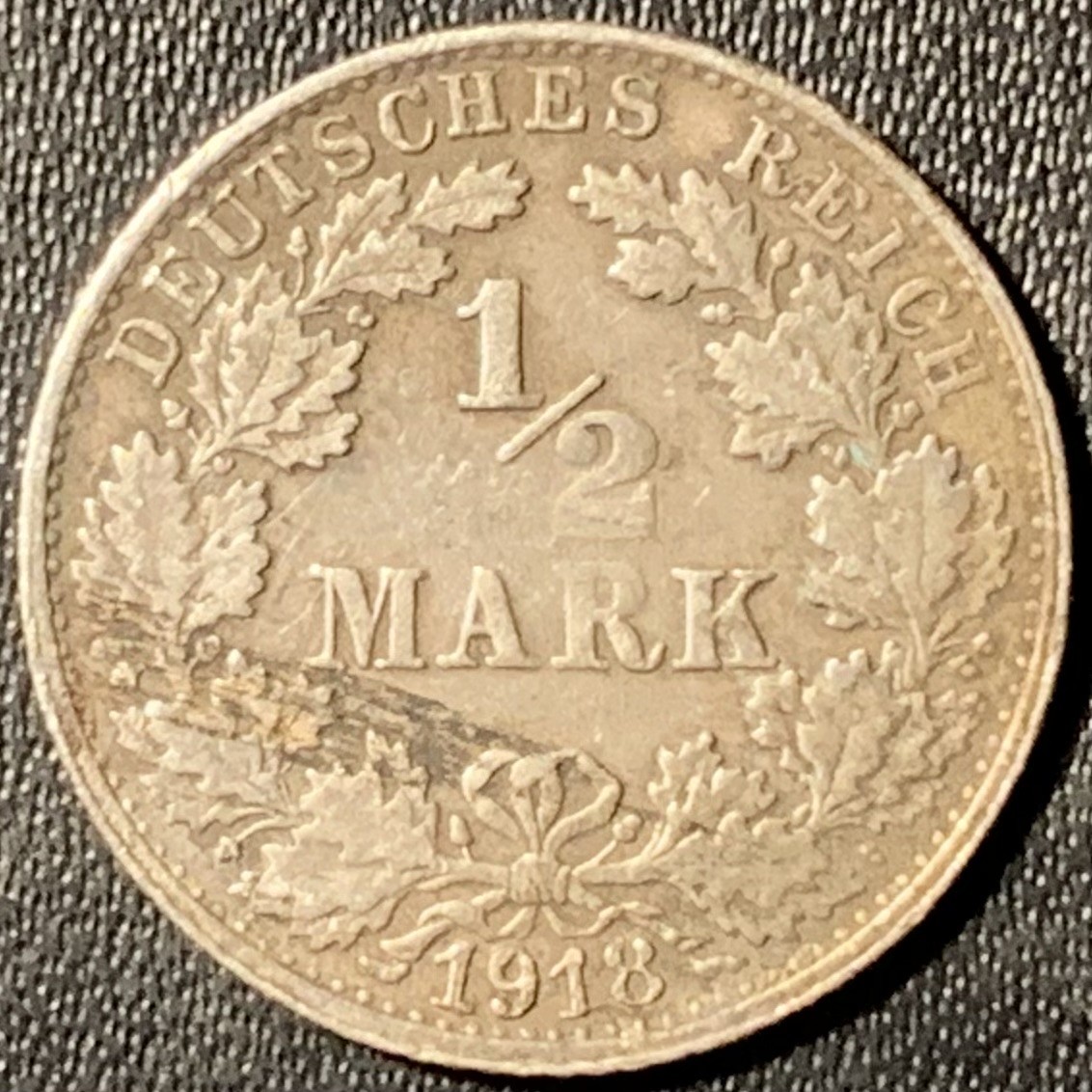 紫瑗钱币——第317期拍卖 德国 1918年 F版 第二帝国 1/2马克 2.77克 0.9银
