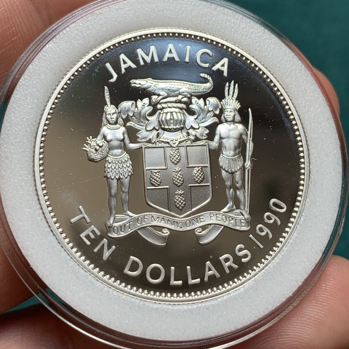 《竞宝斋》第190场-周日，周一 2场 (全场包邮) 1990 年 牙买加 哥伦布发现新大陆 纪念银币 925银 22.45克