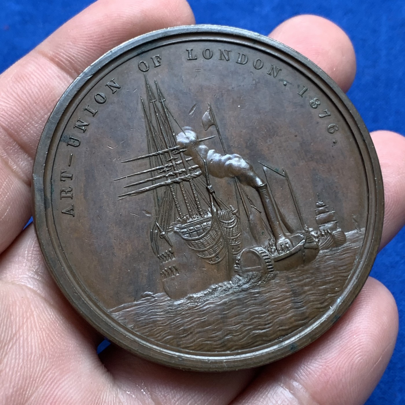 《竞宝斋》第190场-周日，周一 2场 (全场包邮) 伦敦艺术联盟 1876年铜章作品23号，主题：特纳（Turner）55mm，作者：L.C.Wyon 90克 大规格