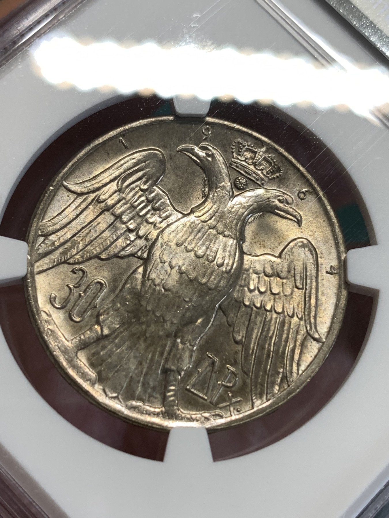 《竞宝斋》第190场-周日，周一 2场 (全场包邮) NGC-MS65 希腊1964国王婚礼30德拉克马银币，小字版