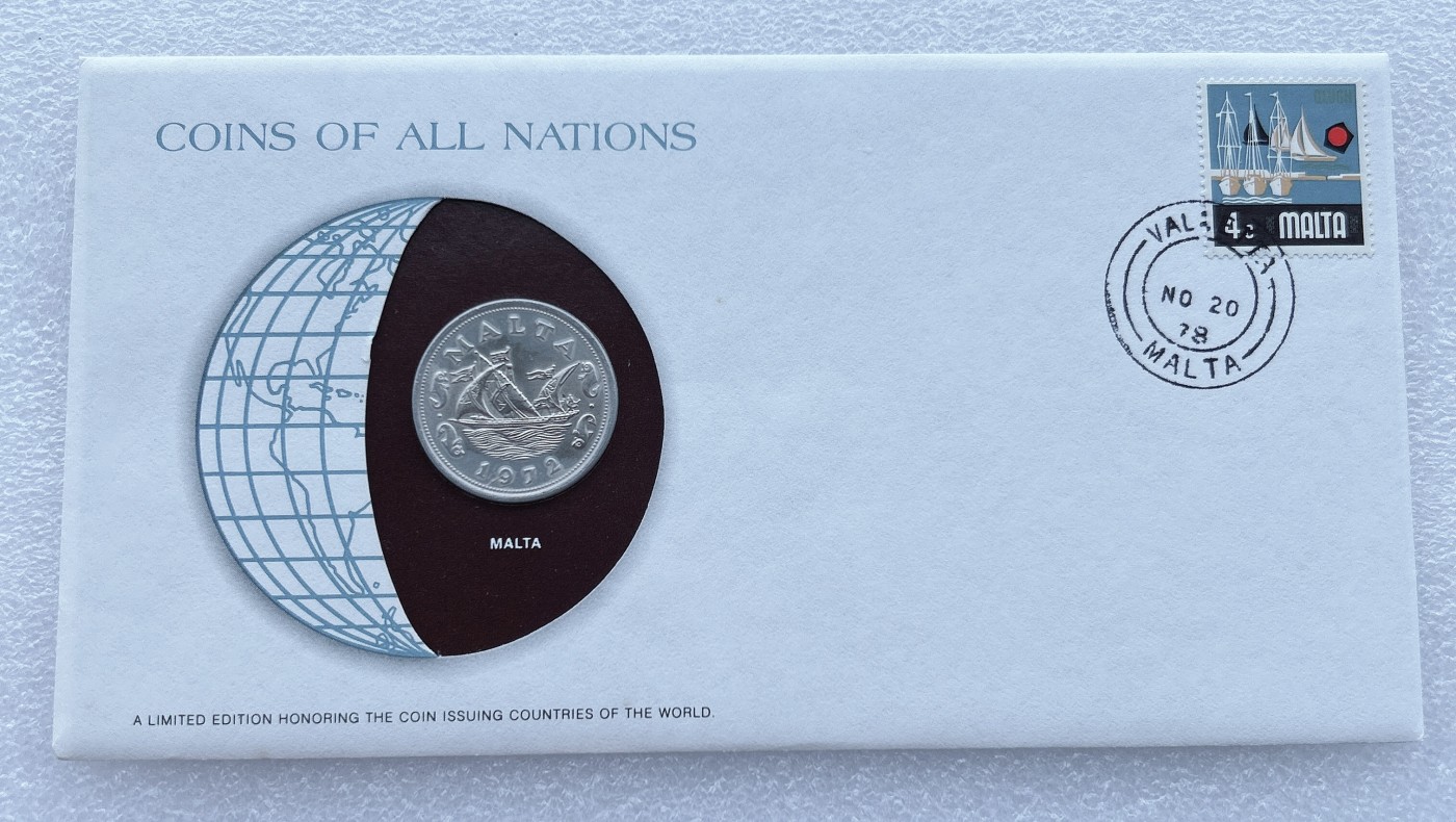 全场一元起拍 富兰克林世界钱币系列-邮币封 第16期 马耳他1972年10分 邮票纪念封