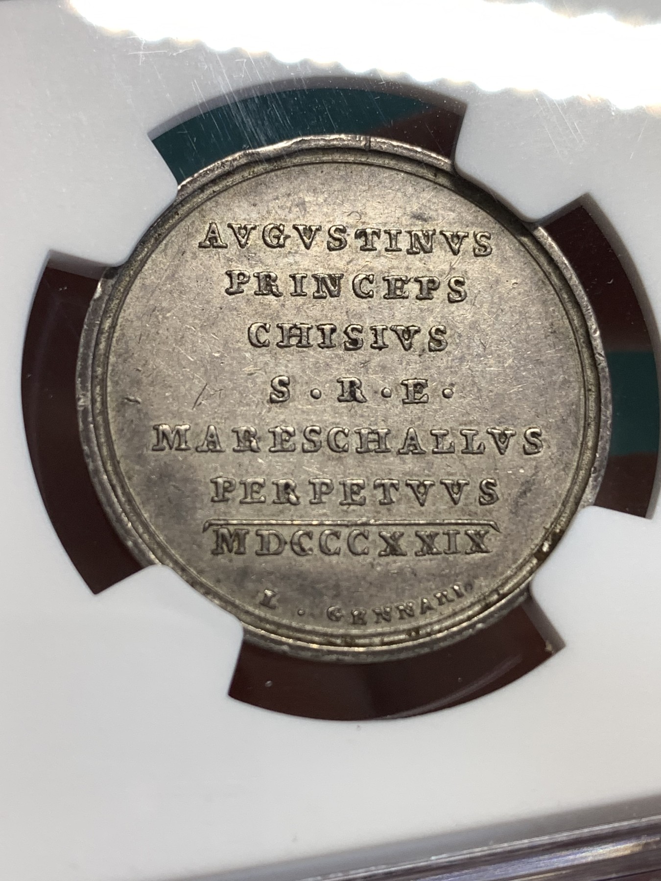 《竞宝斋》第190场-周日，周一 2场 (全场包邮) NGC MS61 梵蒂冈1829年银章