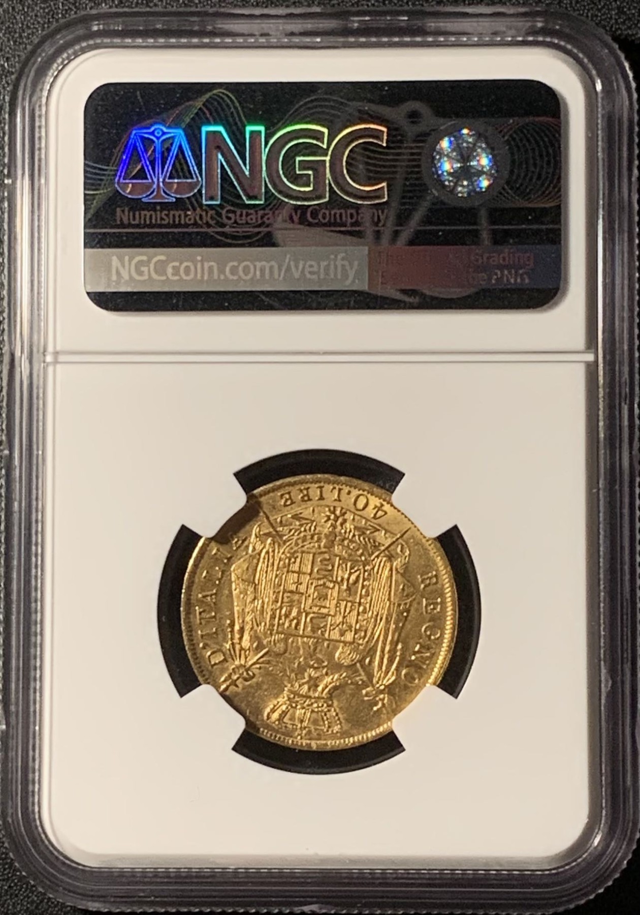 紫瑗钱币——第296期拍卖 意大利王国 1810年 拿破仑三世 40里拉 金币 NGC AU58