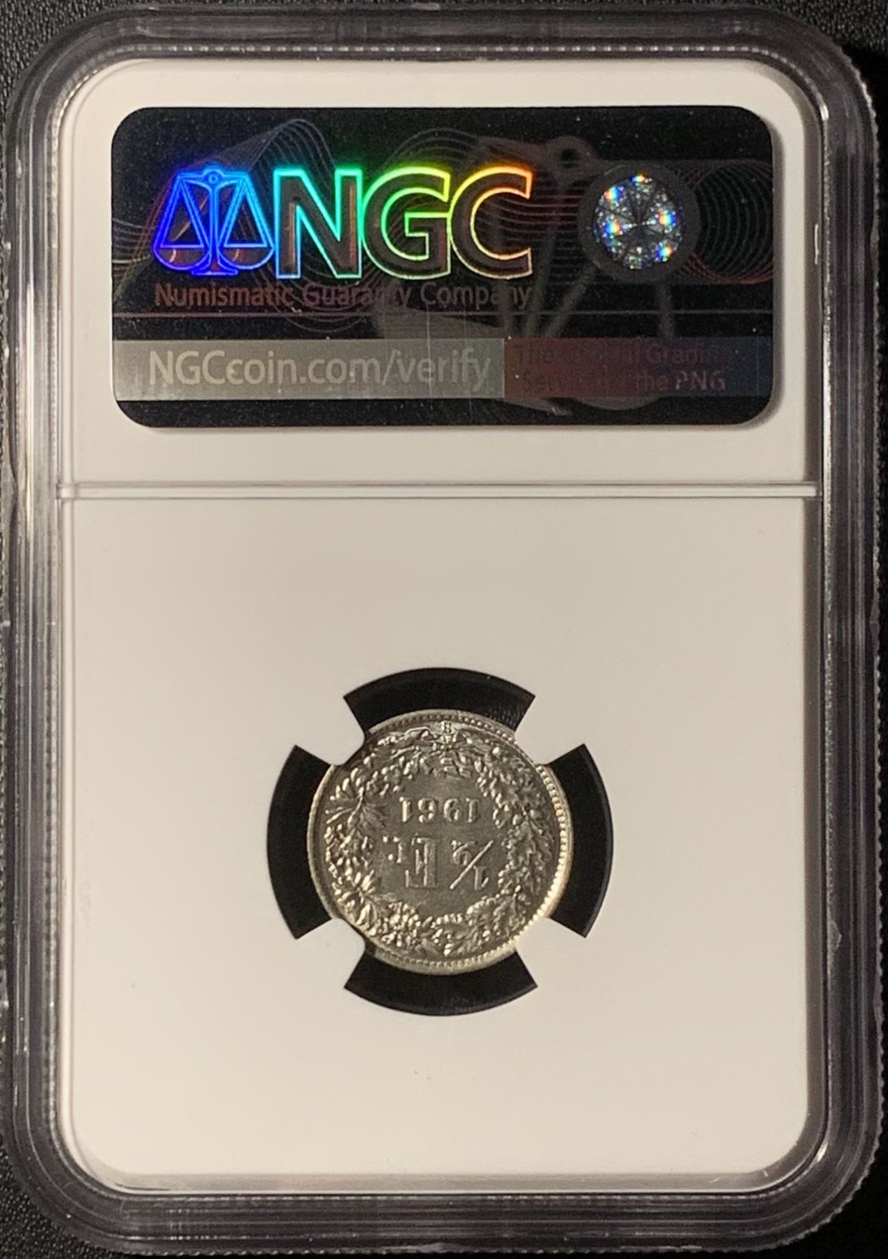 紫瑗钱币——第296期拍卖 瑞士 1961年 赫尔维蒂亚 1/2法郎 银币 NGC MS63