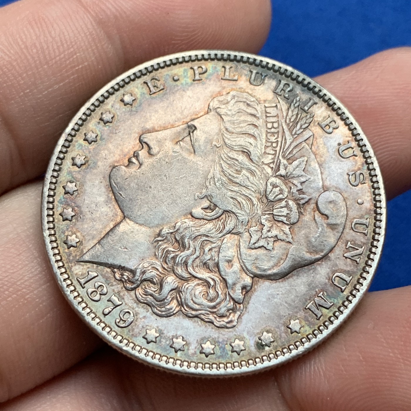 《竞宝斋》第190场-周日，周一 2场 (全场包邮) 美国1879年摩根银元 1美元银币 早期年份 深彩包浆 细节非常好