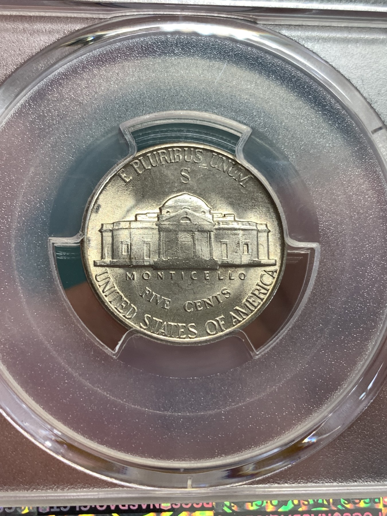 《竞宝斋》第190场-周日，周一 2场 (全场包邮) PCGS-MS65 美国 杰弗逊 1945年 战时5美分 低银版（仅1942-1945年含银，其余皆为镍币）