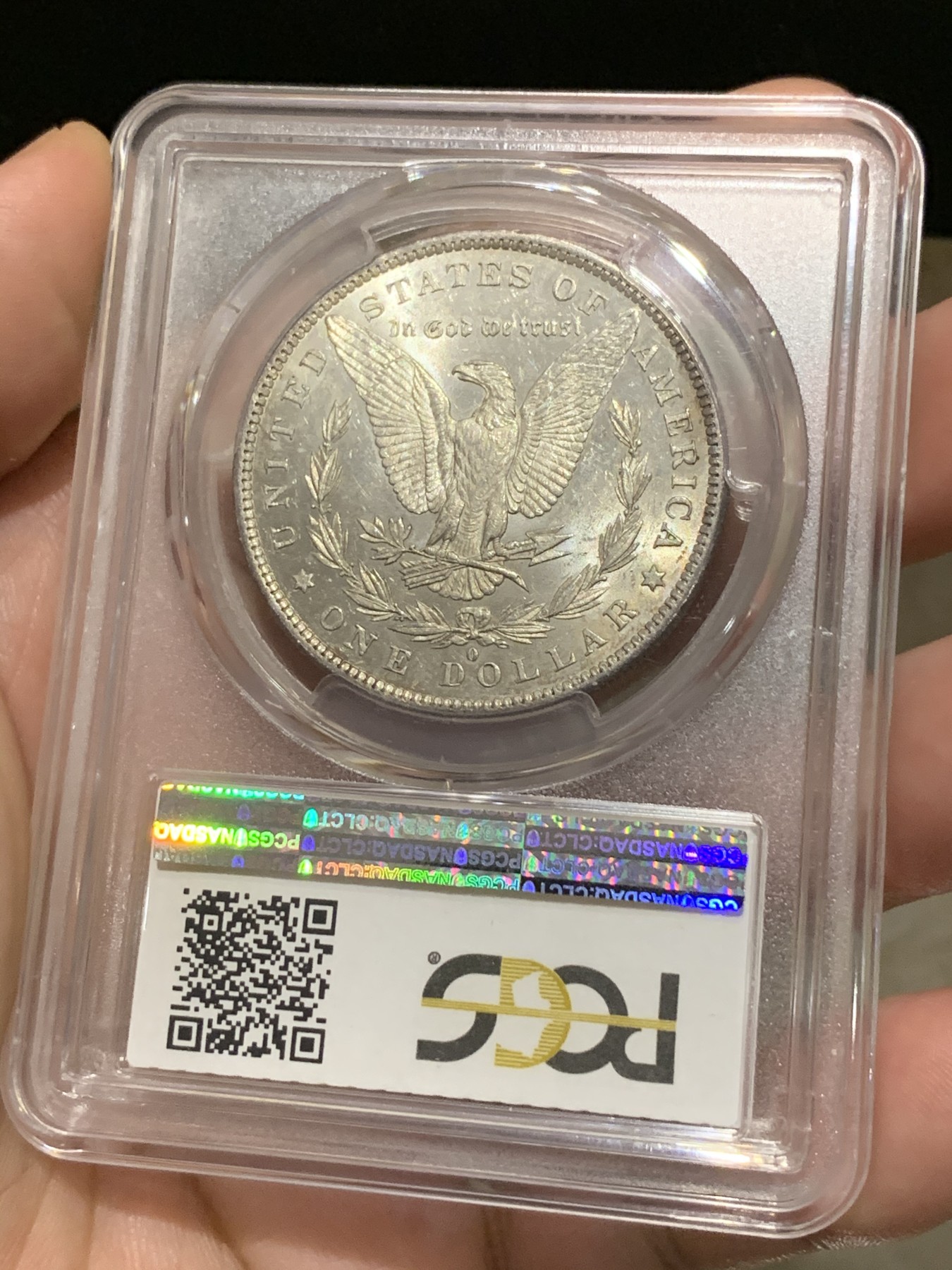 《竞宝斋》第190场-周日，周一 2场 (全场包邮) PCGS-MS63 1884-o 美国 摩根壹圆银币 类镜面光 包浆也漂亮